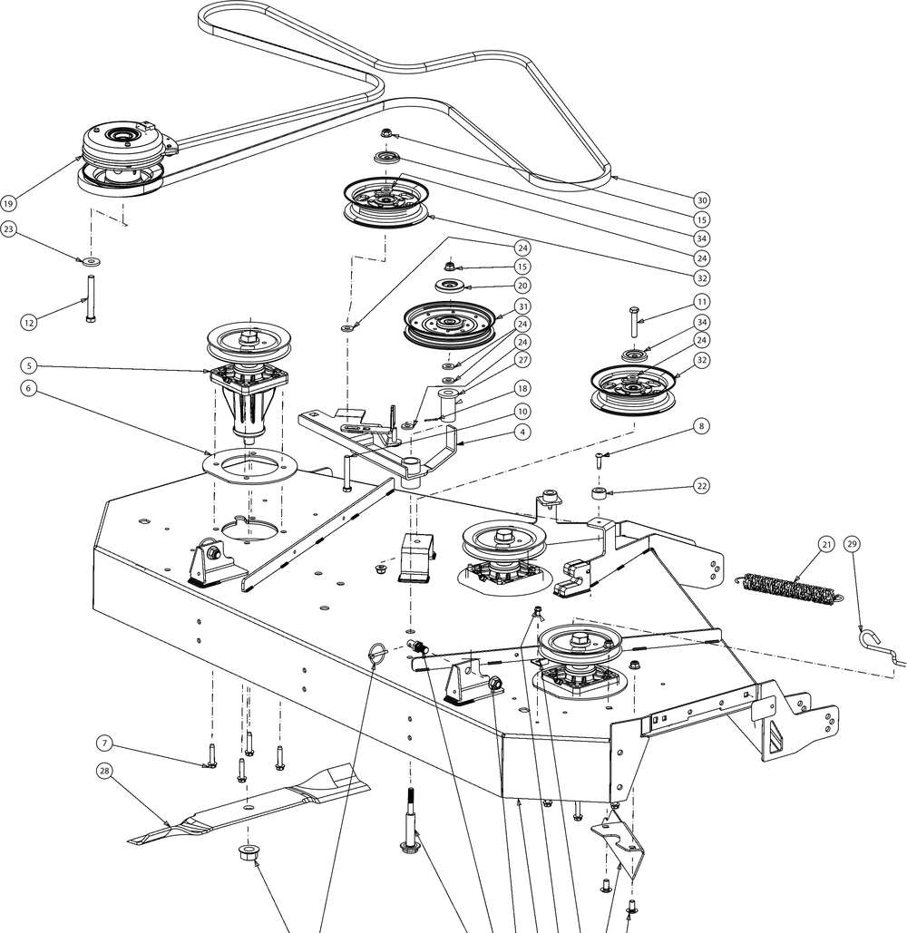 Deck Assembly Diagram and Parts List for Z-FORCELX60KW (17AIDAUD010)(2016) Cub Cadet Lawn Tractor